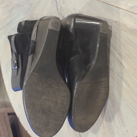 Denver Hayes Black Suede and Leather wedge tall boots - Picture 4 of 5